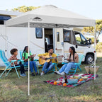 EAGLE PEAK Pop Up Canopy Tent with Wheeled Carry Bag, 8 Stakes, 4 Ropes, Easy Set Up Tent Canopy, 8x8 ft, White