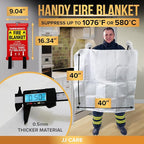 JJ CARE Fire Blanket – 40"x40" 4 Packs with Hooks – Emergency Fire Blanket for Home & Kitchen, High Heat Resistant Fire Suppression Blankets for Home Safety, Kitchen, and Camping
