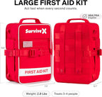 Large First Aid Kit for Car, Travel & Home - Emergency Kit for Hiking, Camping, Backpacking and Outdoors - Includes Zip Stitch Wound Closure Strips