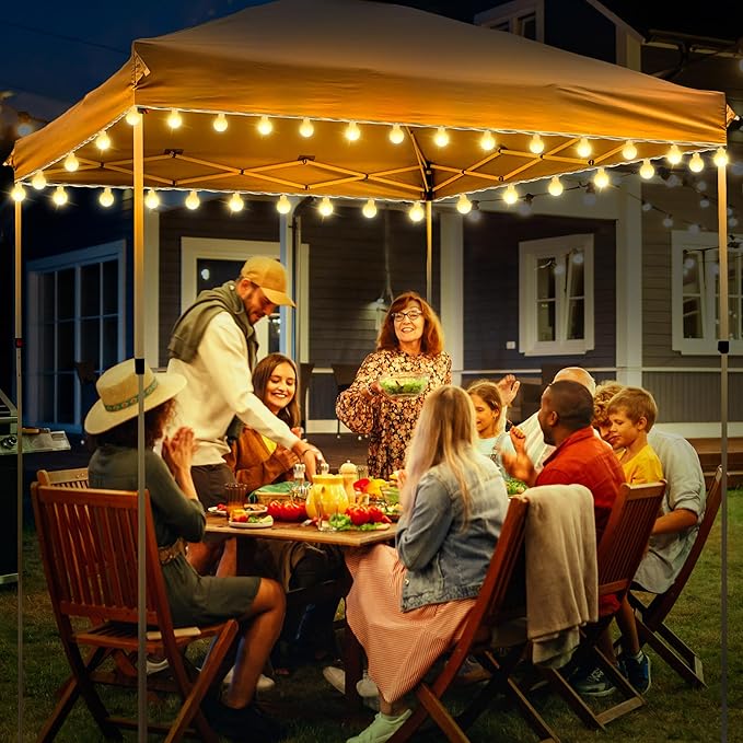 2 Pack LED Canopy Lights, 40ft 80LED Battery Powered Canopy Tent Lights Outdoor with 8 Modes, Warm White Canopy String Light for 10' x 10' Pop up Canopy Tent