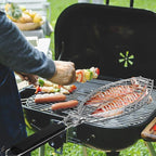 Fish Grill Basket, Heavy Duty Stainless Steel Grilling Basket with Removable Wooden Handle & Bonus Basting Brush, BBQ Accessories for Outdoor Camping Picnic, Cook Whole Fish, Seafood, Vegetables