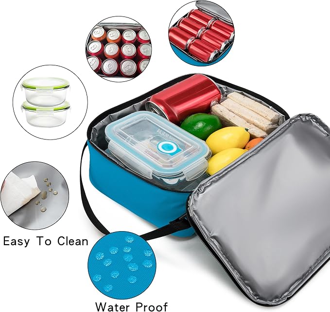 BEIMILY Lunch Box for Men Women Adults,Small Insulated Lunch Bag for Office Work Picnic,Reusable Portable Lunchbox,Soft Cooler Tote Bag(Gray Blue)