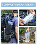 Water Bag 2L Compatible with Squeeze Water Filtration System, Foldable Squeeze Bag for Survival Water Filter Straw, Wide Mouth and 28mm Narrow Mouth Water Container