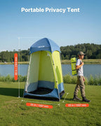 VEVOR Camping Shower Tent, 1 Room, Portable Privacy Tent Changing Room with Ground Stakes, Ropes, Carry Bag, and Steel Poles, 200D Oxford Fabric with Silver Coating, for Camping, Beach, Fishing