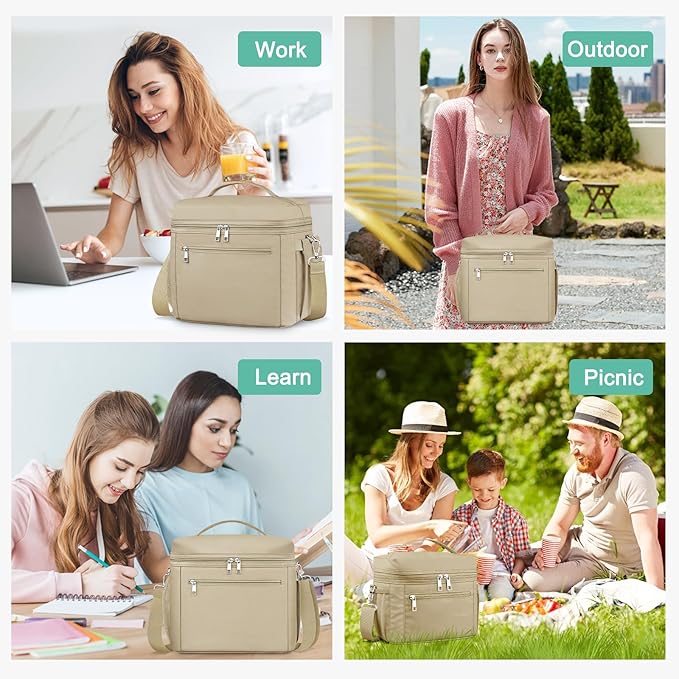 DALINDA Lunch Bag Cooler Bag Lunch Box for Women Men, Insulated Leak Proof LunchBox Lightweight for Picnic,Grocery,Beach,Camping,Travel,Work