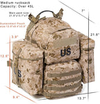 Akmax MOLLE II Medium Rucksack Military Tactical Backpack with Detachable Side Pouches & Upgraded Frame for Enhanced Comfort