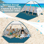 COMMOUDS Beach Tent Sun Shade for 3/4/6/8 Person, UPF 50+ Beach Sun Shelter Canopy Tent, Lightweight, Easy Set Up and Carry