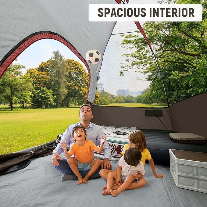 Tents for Camping 6 Person Tent Waterproof Windproof Double Layer Family Camping Tent, Easy Setup Dome Tent with Large Mesh Windows & Wider Door for Outdoor Camping & Hiking