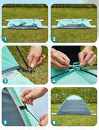 Glymnis Beach Tent Sun Shelter for 4 Person with UPF 50+ UV Protection, Lightweight & Easy Setup Beach Shade Canopy with Vent Windows & Zippered Door - Green