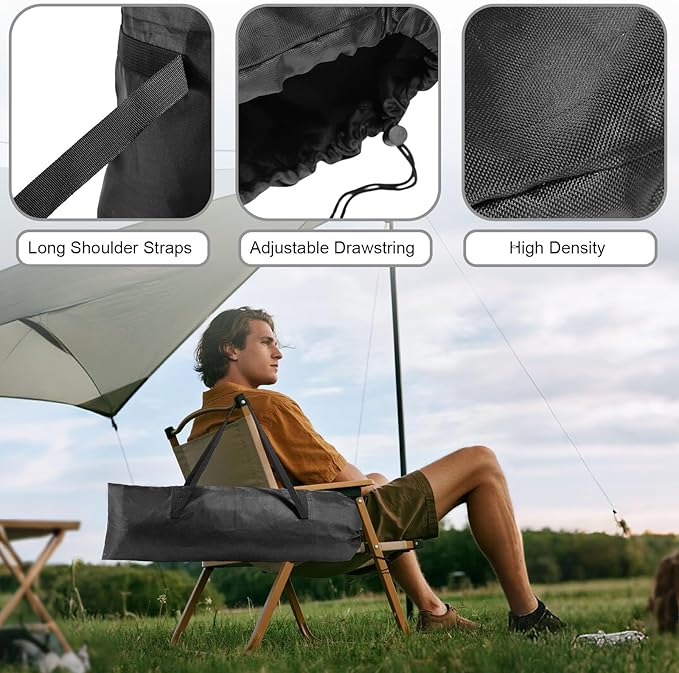 2pcs Camping Chair Replacement Bag, 43.31x14.96in Portable Folding Large Storage Bag with Double-Handle Straps and Drawstring for Hammock Yoga Mat Poles Tent Travel Accessories(No Chair Included)