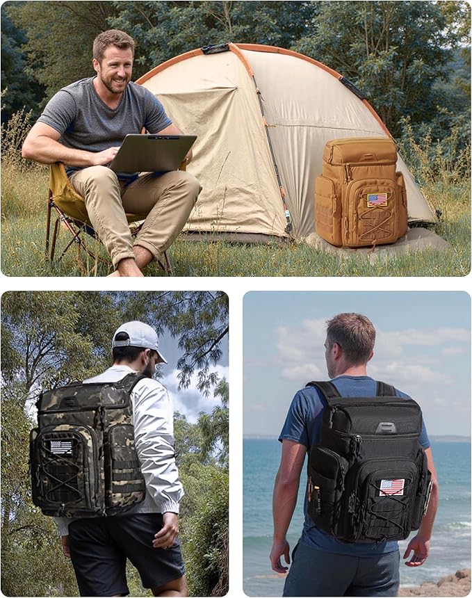 TOURIT 30L (42 Cans) Tactical Cooler Backpack – Military-Grade Insulated Back Pack with 16H Ice Retention, Leakproof Multi-Pocket Cooler Bag for Camping & Hiking, Featuring DIY Hook & Loop Panel