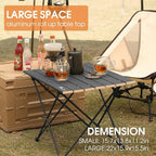 MOON LENCE Ultralight Folding Camping Table, Compact, Portable with Carry Bag, for Outdoor Cooking, Picnic, Camp, Boat, Travel (Black, Gold Side - M)