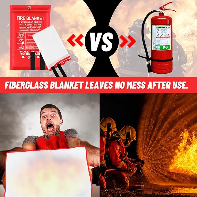 30 Pcs Emergency Fire Blankets for Home and Kitchen 40x40 Inch 10 Fiberglass Fire Suppression Blankets with 10 Fireproof Gloves & 10 Hooks for House Grill Fireplace Camping Car Warehouse Safety