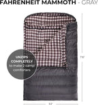 Teton Mammoth Queen Size Double Sleeping Bag- A Warm Bag The Whole Family can Enjoy – Great for Camping, Hunting and Base Camp. Compression Sack Included