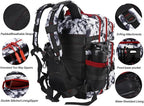 LHI Military Tactical Backpack for Men and Women 45L Army 3 Days Assault Pack Bag Large Rucksack with Molle System Black and white