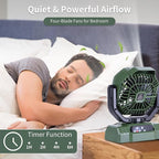 AVV 20000mAh High Speed Portable Camping Rechargeable Fan with Remote Control, Battery Powered with Auto Oscillating with Camping Essentials Accessories for Outdoor, Beach, Patio, Tent, Green