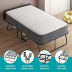 BALUS Folding Bed with Mattress for Adults, 75 ''L X 38''W Rollaway Bed with 5'' Memory Foam Mattress, Portable Foldable Frame with Dustproof Bag & Baffle (Upgrade)