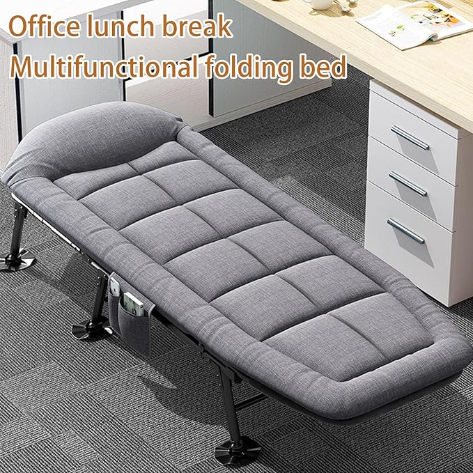 Folding Bed with Mattress for Adults,Camping Cot, Outdoor Folding Cot Bed Camping Cot for Adults,Portable Folding Bed Portable Camp Cots for Camping Tent Travel Offi,B-78.7 * 25.2in