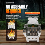 Portable Stove Kit with Camping Pot & 2 Fire Starters, Lightweight Stainless Steel Wood Burning Stove for Emergency Preparedness, Survival Supplies, Camping Gear & Outdoor Cooking