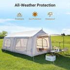 ABORON 2/6/8/10/12 Person Inflatable Camping Tent, Easy Setup Blow Up Tent with Hand Pump, PU3000mm Waterproof & Breathable 4 Season Glamping Tent for Outdoor Camping