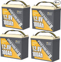 Power Queen 4 Pack Mini LiFePO4 Lithium Battery, 12V 100Ah Battery with Built-in 100A BMS, 1280Wh Energy, Up to 15000 Cycles, 10-Year Lifespan for Home Solar Energy System, RV, Camping