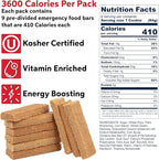 SOS Food Labs Rations Emergency 3600 Calorie Food Bar - 3 Day / 72 Hour Package with 5 Year Shelf Life- 3 Packs