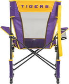 GCI Outdoor Comfort Pro Rocker Camping Chair | Portable Folding Rocking Chair with Durable Armrests & Drink Holder | Official Collegiate Licensed Sideline Sports Chair | LSU Tigers