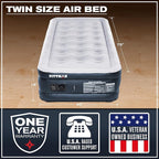 Pittman Outdoors - Black 18" Luxury Double High Twin Air Mattress with Built in Pump - Premium Comfort Twin Size Blow up Mattress - 300lb Capacity - Ideal for Home Visits, Guests, Travel or Camping