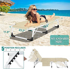 DoCred 3 in 1 Sun Tanning Chair with Face Arm Hole, Heavy Duty Folding Chaise Lounge Chairs, 5-Position Outdoor Lounge Chair for Beach, Pool, Lawn, Yard, Patio