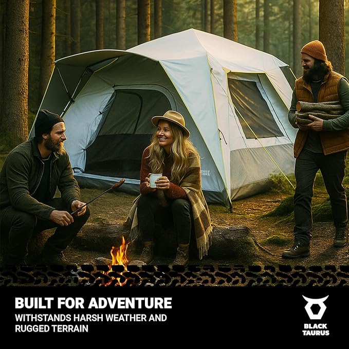 Turbo Heavy-Duty Camping Tent – Quick-Setup 4-Season Family Tent with Waterproof 150D Shell & Instant Frame – Choose Capacity (HD 300/HD 450) & Color