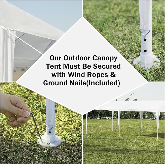 TANGKULA Outdoor Tent 10x20, White Party Wedding Tent Canopy with Removable Sidewalls, Portable Canopy Shelter Tent Pavilion for Market, Outside Tents for Events, Backyard