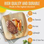 Raj Palm Leaf Plates Bulk [50-Pack] 7" Square Plates(6 CASES - 300 PACK) like Bamboo plates Disposable, Strong, Decorative Compostable Tableware for weddings, Lunch, Dinner, Birthday, Camping