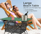 Lightweight Camping Table - Portable Folding Beach Side Table w/2 Cup Holders & Large Storage Basket, Compact Fold for Tailgate Travel Outdoor Fishing Picnic | 29.2" W x 21.7" D (Green)
