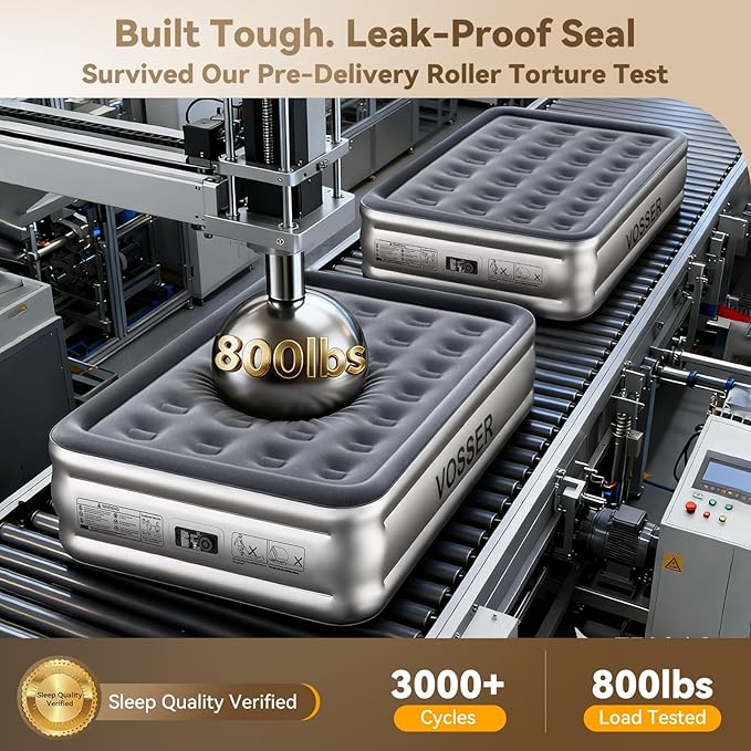 Air Mattress Full with Built in Pump,18’’Blow Up Mattress,Self Inflatable Mattress in 3 Mins,Portable Air Bed for Camping,Floor&Travel,Full Size Air Mattress for Adults 660LB Max,Silver