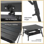 ARROWHEAD OUTDOOR 39" Aluminum Folding Camp Roll Up Table w/Adjustable Height, Undertable Mesh Storage, Carry Bag