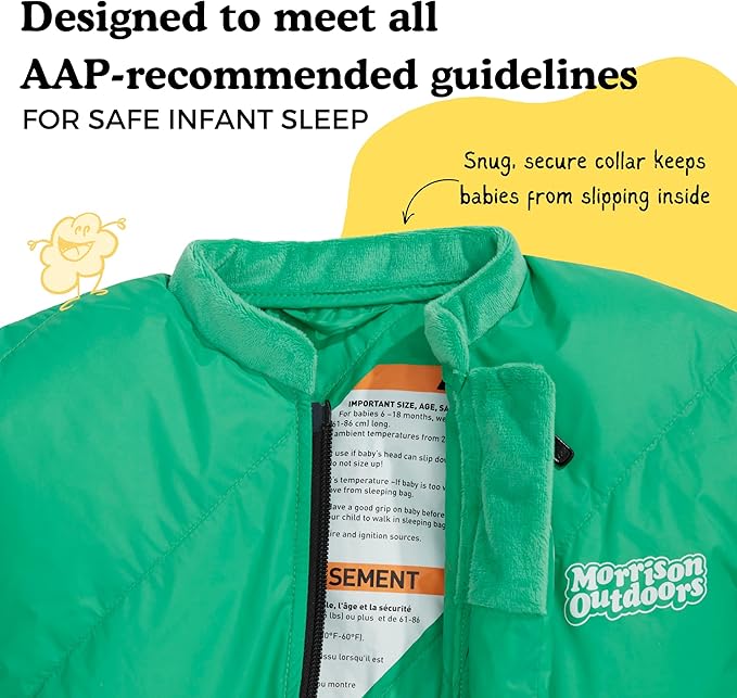 Morrison Outdoors Little Mo 40° Baby Sleeping Bag (6-18 Months) The Camping Sleeping Bag for Babies and Toddlers with Adjustable Open-and-Close Cuffs and Thick, Lofty Insulation.