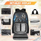 Wolf Bookbag for Men Galaxy Backpack with Lunch Box Large Capacity School Bag for College 17 Inches Book Bag with Adjustable Shoulder Strap for Travel