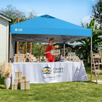 CROWN SHADES 10x10 Pop Up Canopy with 1 Side Wall - Beach Tent with One Push Setup - Outdoor Sun Shade for Events, Parties, Camping - Gazebo with STO-N-Go Cover Bag (Sky Blue)