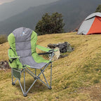 Northroad Oversized Portable Camping Chair, Full Padded Outdoor Folding Chair Support 350 LBS, Heavy Duty Lawn Chair with Cup Holder, Cooler Bag, Lumbar Support, Head Pocket for Adult (Green)