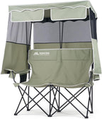 Double Camping Chair with Shade Canopy 2 Person Folding Chair with Canopy Portable Beach Chair Heavy Duty Camping Chair with Two Cup Holders and Side Pocket for Outside Camping,Beach,Sports