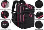 LHI Military Tactical Backpack for Men and Women 45L Army 3 Days Assault Pack Bag Large Rucksack with Molle System - Black with red zipper