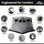 Obsidian - Heavy Duty 4 Season Camping Shelter, 6-8 Person Capacity, Instant Pop-Up Tent, Insulated and A/C Ready, Removable Floor for Easy Cleaning or Ice Fishing
