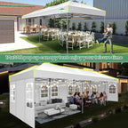 COBIZI 10x30 Pop Up Canopy Tent with 8 Removable Sidewalls, One Push Party Tent Outdoor Waterproof Event Canopy with Air Vent for Parties Commercial Wedding, 3 Height, Roller Bag, Sandbag, White