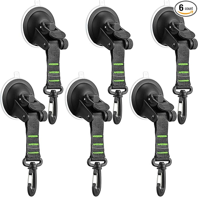 Maitys Heavy Duty Suction Cups with Hooks Tie Down Strong Suction Cup Anchor Car Camping Accessories Vacuum Outdoor Hanging Hooks for Car Boat Awning Camping Tent Trap