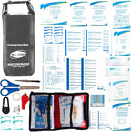 Boat First Aid Kit Waterproof, WELL-STRONG Marine Emergency Kit with Roll Top Dry Bag for Boating Fishing Kayaking – Water-Resistant Contents for Camping & Beach（Dark Grey）
