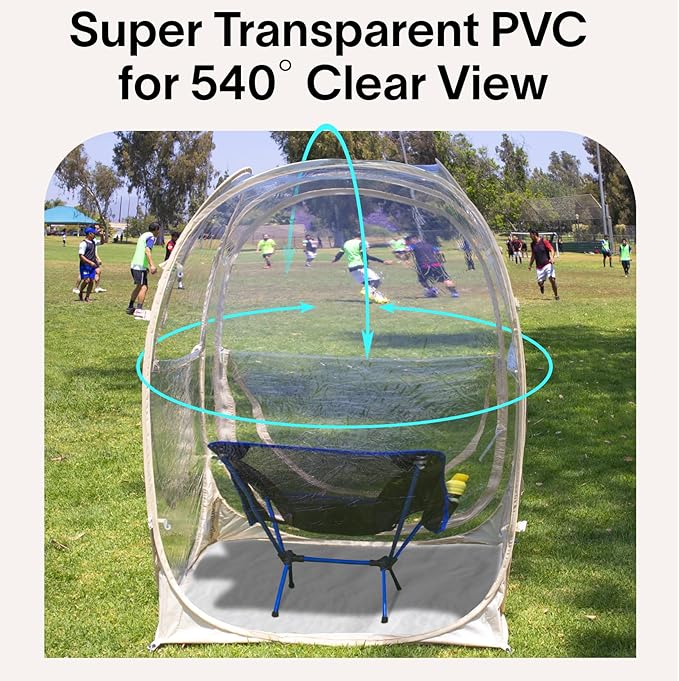 EighteenTek® Pod All Weather Sports Tent with Attached Floor, Instant Outdoor Bubble Tent, Rainproof Camping Sun Shelter for Sports Events Camping Fishing Cheering 1-4 Person