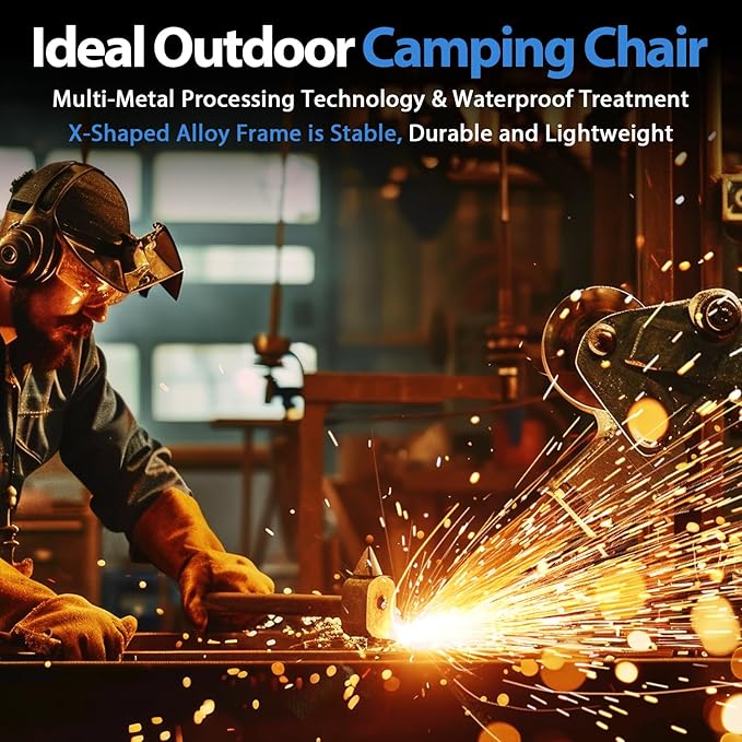Heated Camping Chair with 20,000 mAh Battery, Loog-Lasting for 500 Mins, Fully Padded Heated Camp Chairs, Heavy Duty Folding Chairs Supports 500 lbs for Winter Camping, Picnics, Tailgating, RV Travel