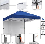 Yaheetech 10x10 Pop up Canopy Tent w/1 Sidewall, Instant Commercial 150D Silver Coated Fabric Outdoor Instant Tent w/Wheeled Bag, 4 Sandbags, 8 Stakes & 4 Ropes for Parties, Camping, Beach, Navy Blue