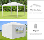 Smartxchoices 10' X 10' Outdoor White Waterproof Gazebo Canopy Tent with Removable Sidewalls Windows Heavy Duty Tent for Party Wedding Events Beach BBQ