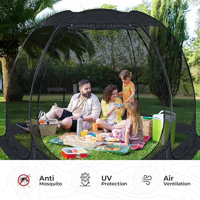 Alvantor Pop Up Screen House Gazebo with Mosquito Netting, Instant UV Resistant Sun Shelter for Patio & Backyard, Portable Canopy Tent for 2-10 Person